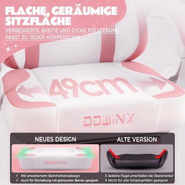 Ігровий крісло Dowinx з підніжкою, рожевий, для дорослих, з дизайном котячих лапок, ергономічний, для ПК