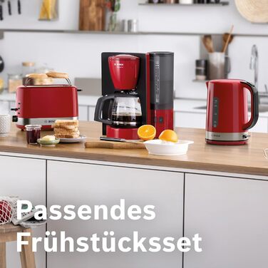 Bosch Compact Toaster ComfortLine TAT6A514, for 2 slices, integrated bagel attachment, with defrost/reheat function, 800W, red