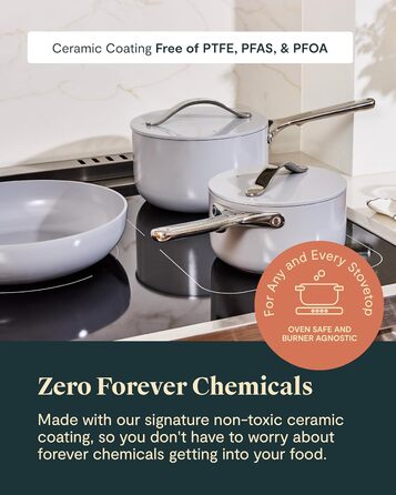 Набір посуду з антипригарним покриттям Caraway (12 предметів): каструлі, сковороди, без PTFE та PFOA, для всіх плит, сумісний з духовкою