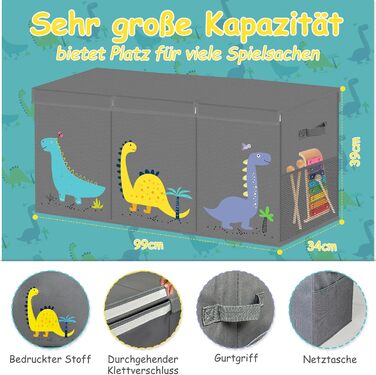 Велика складна коробка для зберігання іграшок VERONLY з кришкою та ручками, 127 л, сіра, для дитячої кімнати та спальні