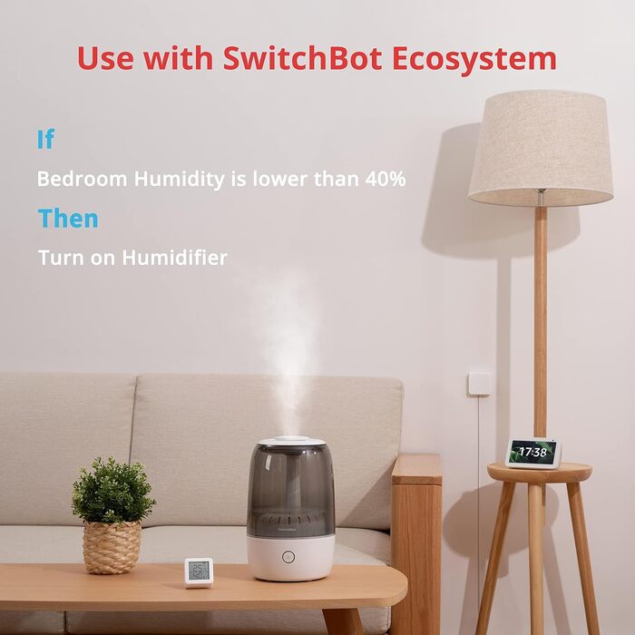 SwitchBot Thermometer Hygrometer Indoor and Hub Mini, Digital Hygrometer Bluetooth Thermo-Hygrometer with APP, Dew Point/VPD/Absolute Humidity Sensor, Monitor for Indoor Temperature and Humidity