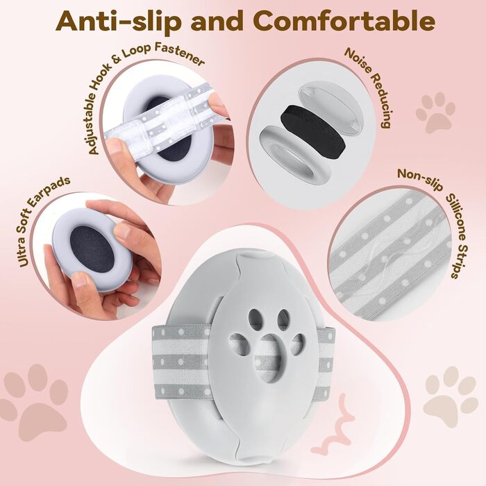 Навушники для дітей 0-4 роки, захист від шуму 24dB, регульоване наголов'я, сірий колір