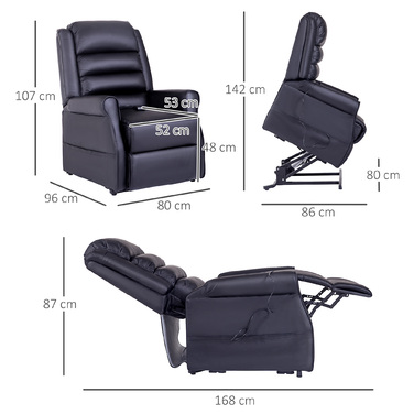 HOMCOM Lift Chair, Massage Chair with Reclining Function, Recliner with USB Port, Lift Chair with Remote Control, Heating Function | Aosom