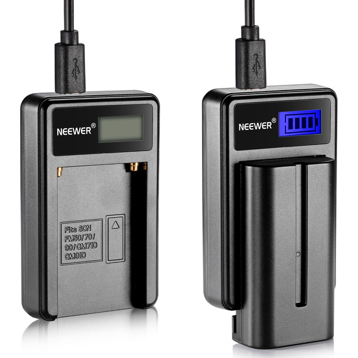 Зарядний пристрій NEEWER Micro USB для акумуляторів Sony NP-F550/F750/F960/F970, NP-FM50/FM70/FM90, QM71D, 91D, NP-F500H/F55H