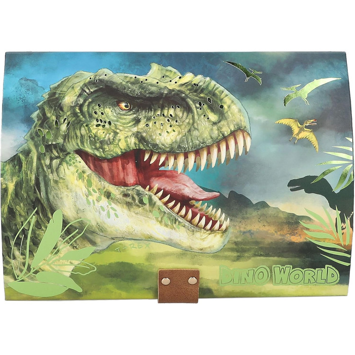 Скриня з кодовим замком, світлом і звуком Depesche Dino World, 15×20×12,5 см, чорна, для зберігання коштовностей і секретів