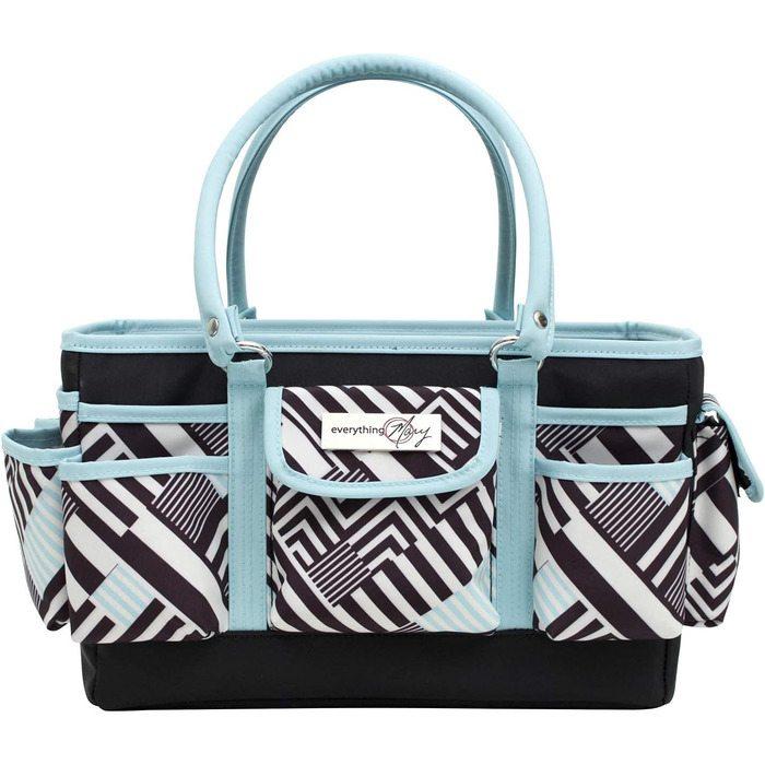 Everything Mary Blaugruner, geometric deluxe store and tote bag, organizer for crafts, sewing, paper, art, desk, canvas, accessories, storage with handles for travel