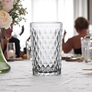 Вінтажний набір з 6 кольорових склянок для вина та напоїв з діамантовим візерунком, склянки Long Drink, коктейльні склянки з тисненням, склянка для води, келих для вина, склянка для напоїв