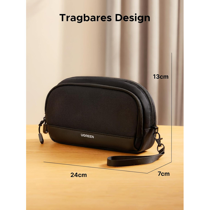 UGREEN Cable Bag Tech EDC Pouch, Cable Organizer Bag, Travel Essentials Cable Bag Organizer, Waterproof, Internal Zippered Layers, FOR Power Bank, Charger, Adapter, Cables, HDD