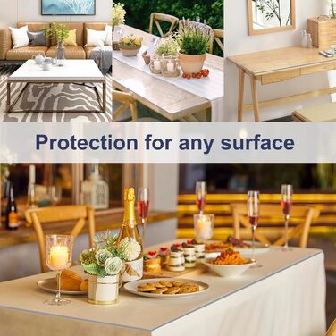 Laneetal Tablecloth Transparent 2 mm, Waterproof PVC Table Cover, Rectangular Washable, Transparent, Heat-Resistant Table Protection, 90x180cm