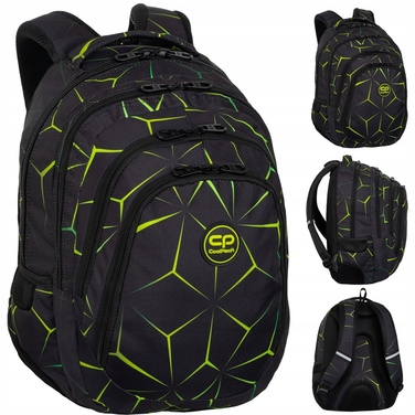 Багатовідсіковий шкільний рюкзак CoolPack, чорний, багатоколірний, зелений, 28 л