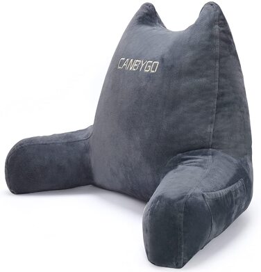 Підкушетник Lesekissen з підлокітниками, Memory Foam, для читання, роботи та ігор, знімний чохол (сірий)