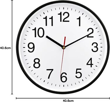 Plumeet Extra Large Silent Wall Clock, 40.6cm Soundless Non-Ticking Quality Black Quartz Wall Clock Decorative Apartment/Kitchen/Office/School Clock, Easy to Read (White)