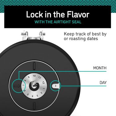 Кавова банка Coffee Gator з CO2 клапаном та дозатором, сірий колір, великий розмір