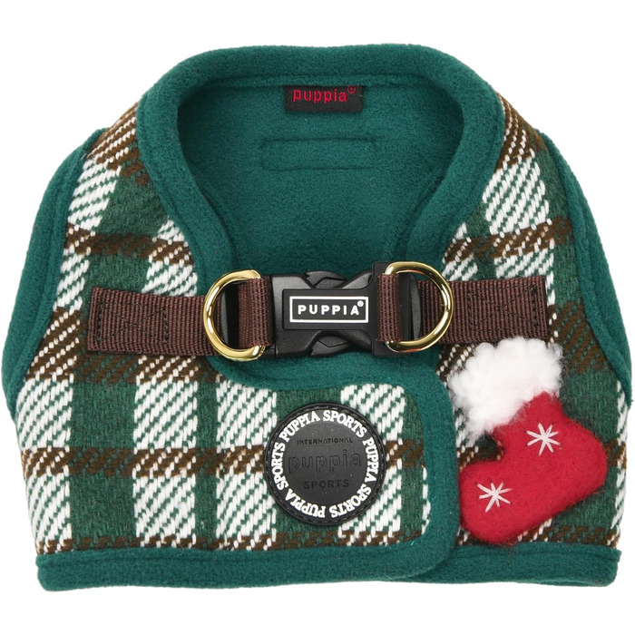 Нашийник для собак Puppia Douglas, Step-in, теплий, зимовий, у візерунку клітинки, для маленьких та середніх собак, розмір M (зелений, Small)