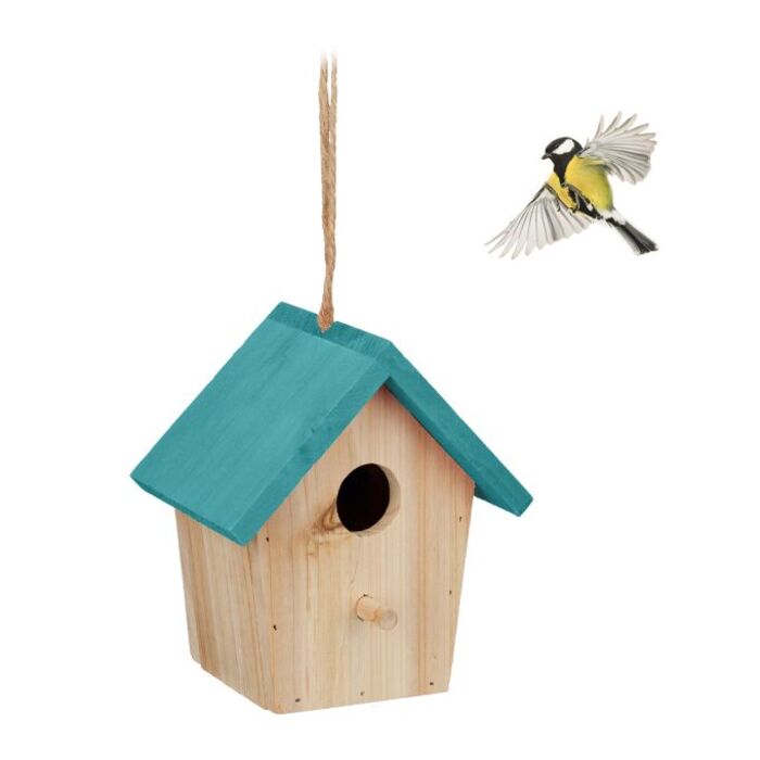 Relaxdays Decorative Birdhouse with Blue Roof