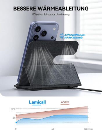Зарядна станція 3 в 1 Lamicall для iPhone та Apple Watch, сумісна з MagSafe, сіра