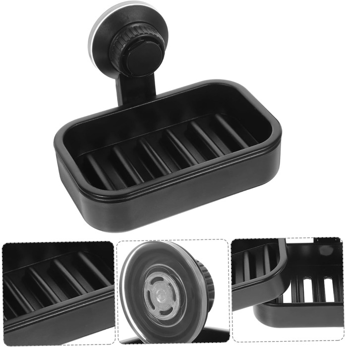 Настінний диспенсер для мила з присосками, мильниця, тримач для ванної кімнати та кухні, без інструментів, міцний та простий у встановленні, чорний