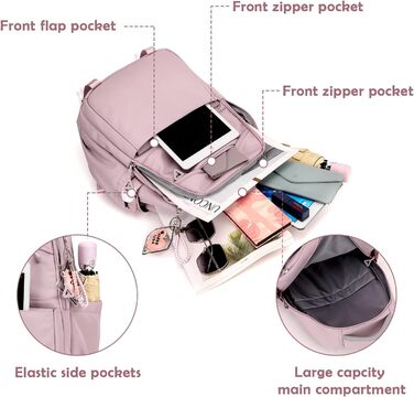 Водонепроникний рюкзак для школи JANSBEN для дівчаток та хлопчиків, багатосекційний, ідеальний для 10-річних дітей, підлітків та 5 класу, фіолетовий