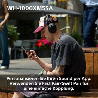 Навушники Sony WH-1000XM5 чорні: бездротові, з шумозаглушенням, Bluetooth, Hi-Res Audio, до 30 год роботи, для iOS та Android + жорсткий кейс