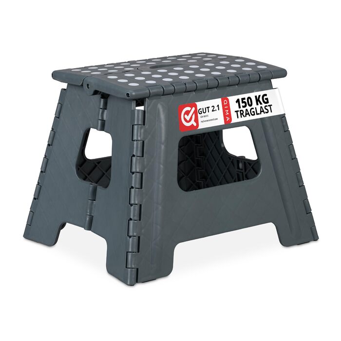 Складний табурет Relaxdays для кемпінгу, дитячий табурет для ванни, сірий, до 150 кг, пластик