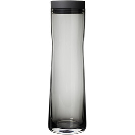 blomus -SPLASH- Water carafe made of smoked glass, smoky/dark grey, 1-liter capacity, silicone/stainless steel lid, easy handling (W / D / H: 29.5 x 9 x 9 cm, 63807)