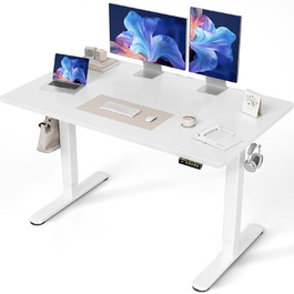 Claiks Electric Height Adjustable Desk 140x70cm - Standing Desk with Cable Management & Memory Function | White Top | Ergonomic Design for Home Office
