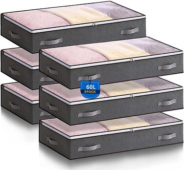 Комод під ліжко Boic, 2 шт., 60 л, для зберігання постільної білизни та одягу, велика коробка з кришкою, складаний, для ковдр, подушок, білизни