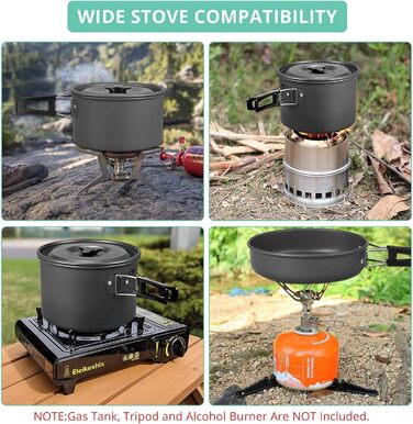 Набір посуду для кемпінгу Vinteam: 21 предмет, для 4 особи, туристичний посуд, казанок, міні-посуд