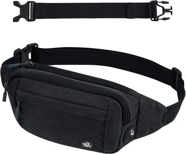 WATERFLY Поясна сумка на пояс для чоловіків та жінок: спортивна сумка на талію, сумка-шоппер, сумка на стегно для подорожей, піших прогулянок, дресирування собак, активного відпочинку на природі. Чорний, сірий колір.