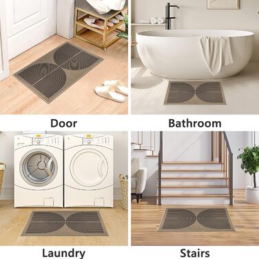 Килимок для дому та вулиці 50x80 см, джутовий, антиковзаючий, чорний