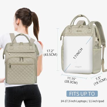 Жіночий рюкзак EMPSIGN з відділенням для ноутбука 17 дюймів: шкільний, для підлітків, елегантний, для роботи, навчання, подорожей, чорний, бежевий