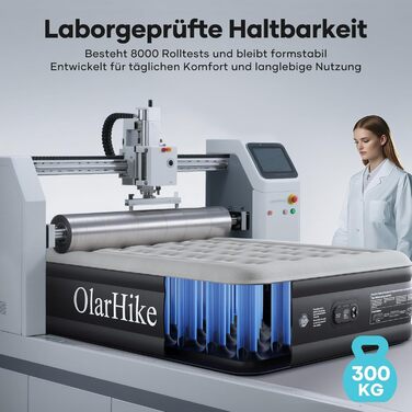 Надувний матрац OlarHike для кемпінгу та дому - 200 x 140 x 46 см, самонадувний, на 2 особи