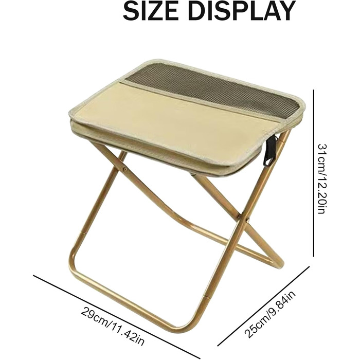 Складний туристичний стільчик-рюкзак: легкий, компактний, міцний (до 120 кг). Ідеально для риболовлі, пікніків та відпочинку на природі. Хаки, 31 см