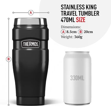 Термокружка Thermos King Reise, нержавіюча сталь, 470 мл, колір полуниця, 8.3 x 8.3 x 20 см
