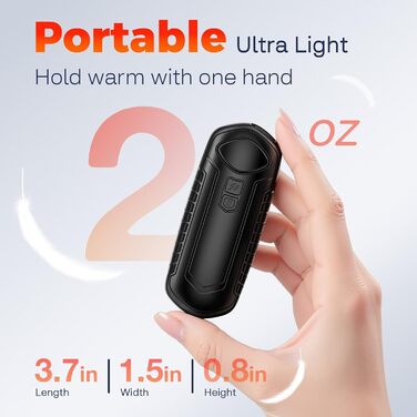 Грілки для рук акумуляторні, 2 шт, електричні, портативні, 6000mAh, кишенькові, ультралегкі та тонкі, 5 рівнів нагріву до 55°C, ідеальні для кемпінгу, чорні