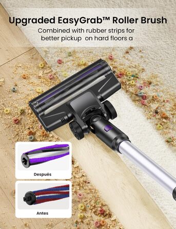 Бездротовий пилосос Vexilar V15Max з функцією миття підлоги, 60KPa/600W/60Min, гнучкий шланг, док-станція, GreenEye, насадка для твердих підлог та килимів, об'єм 1,5л, для видалення шерсті тварин (сріблястий)