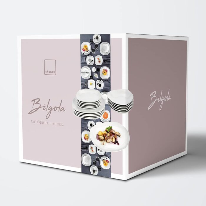 SÄNGER | Bilgola White Tableware Set, 18-Piece Dinnerware Set for 6 People with Soup, Dessert, & Flat Plates Made of Porcelain | PREMIUM COLLECTION Tableware Set 18 pcs