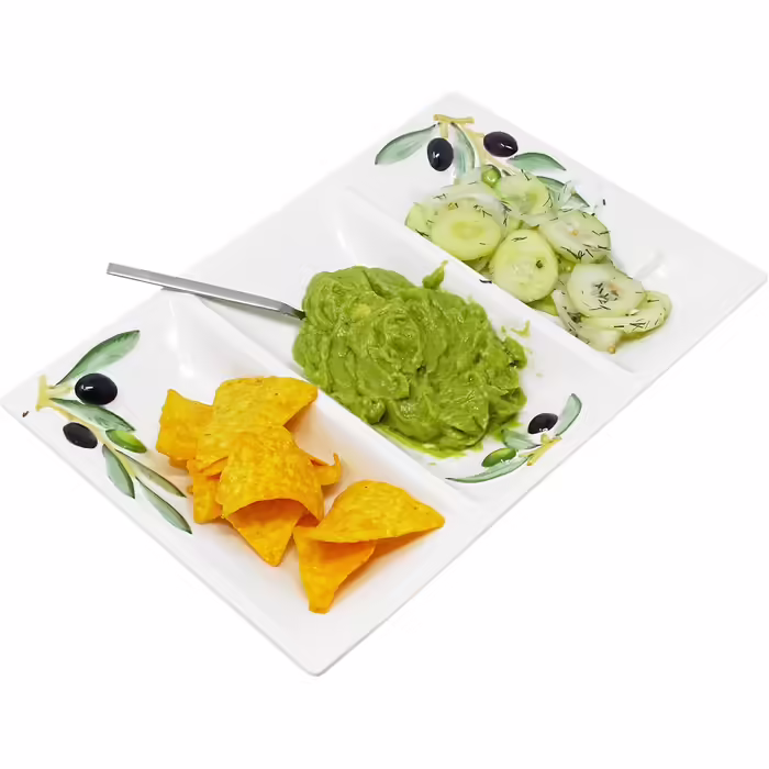 Handmade Rectangular Serving Platter made of Italian Ceramics in Olive Design, Three-Piece Serving Tray 31x21 cm