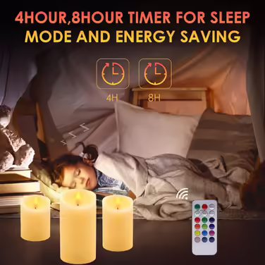 LED RGB Candle Flames, Flameless Candle Lights, USB Multicolor Tealights Warm White LED Candle Lights Wick Flickering Real Wax Electric LED Lamp with Remote Control Timer Function Home Decoration