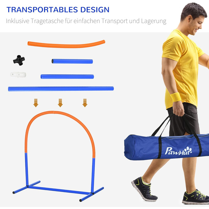 Набір для аджиліті для собак PawHut, 4-елементний комплект, переносна сумка, 88 x 64 x 95 см