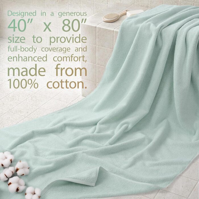 Набір рушників для ванної Cotton Paradise з 100% турецької бавовни, м'які та гігроскопічні, 6 предметів (2 великих рушники 40x80, 2 рушники для рук, 2 рукавника), колір шавлія/м'ята