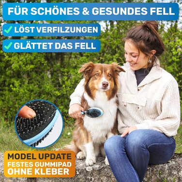 Щітка для собак BluePet 2в1 для довгої та короткої шерсті, для цуценят та котів. Розчісує, розплутує, вичісує. Універсальна щітка-щітка (Блакитна, M-L)