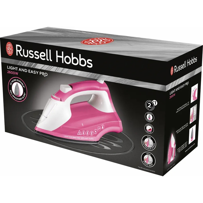 Праска Russell Hobbs Light & Easy Pro 26461-56, 2600 Вт, керамічна підошва, рожева