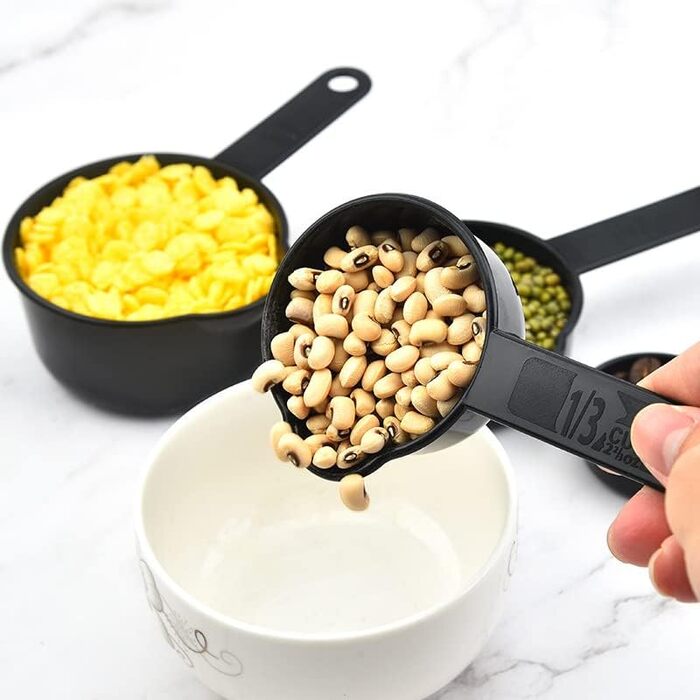 Measuring cup and spoon set, 11-piece plastic measuring cup and spoon set for dry and liquid ingredients, 5 measuring cups and 6 measuring spoon set for kids for cooking and baking, color: Green
