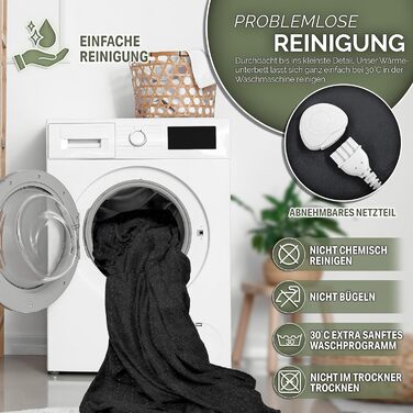 Електрична ковдра Sinnlein Doppel-Wärmeunterbett 160x140 см з автовимкненням та 2 зонами нагріву | 3 температурні режими | Підкладка під ковдру з м'якого флісу, антрацит | Без візерунку 160 x 140 см