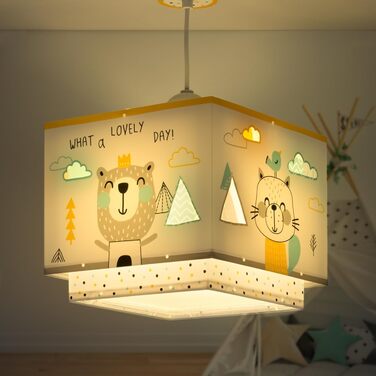 Dalber Children's Lamp Pendant Light Hanging Lamp Hello Little Animals Bear, 24 x 24 x 21 cm