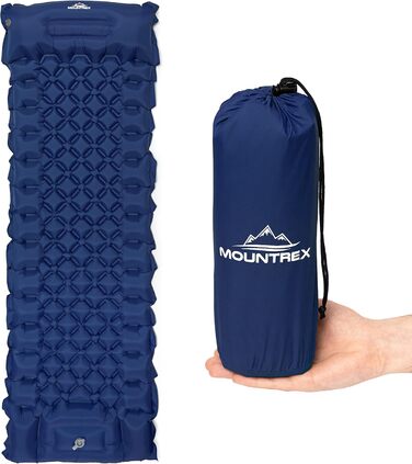 MOUNTREX Isomatte: Надувна килимок для кемпінгу та відпочинку на природі - Ultraleicht, 700g, з насосом, компактний, можна з'єднувати, зелений/блакитний