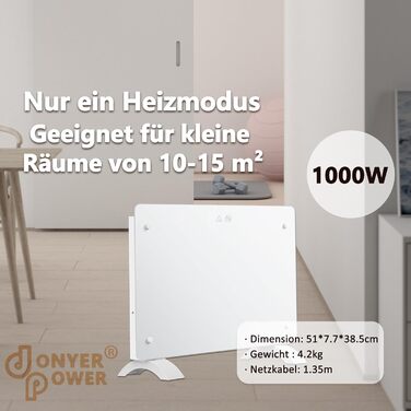 Конвектор DONYER POWER 2500W з Wi-Fi, 24H таймер, дистанційне керування, скло, настінний/підлоговий