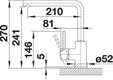 Змішувач кухонний BLANCO MILA хром | Високий тиск | Захист від зворотного потоку | Керамічний картридж | Захист якості води та економія води | Розміри: 10,5x25,5x27 см | Вивід - трубка