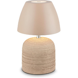 LED настільна лампа BRILONER бездротова IP44 з сенсором, диммуванням, керамічним цоколем, для дому та саду, 13,5x22 см, Бежева